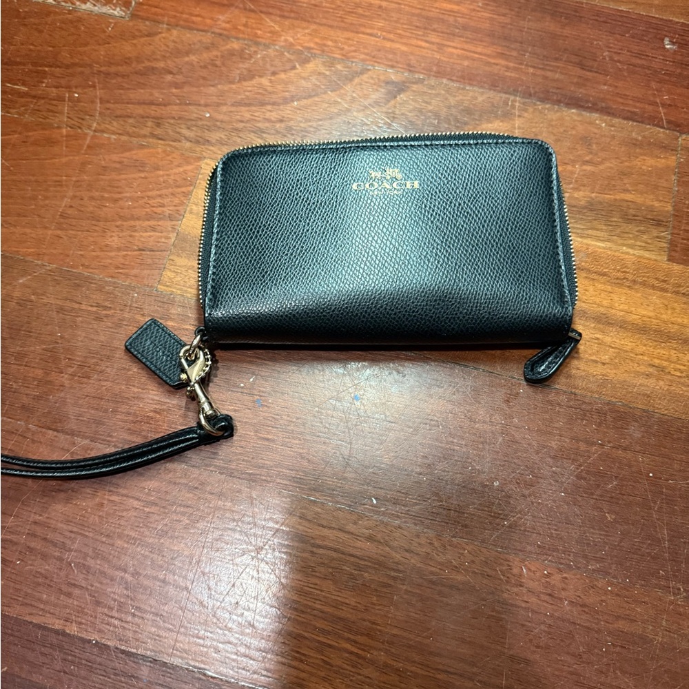 Coach Black Leather Wristlet